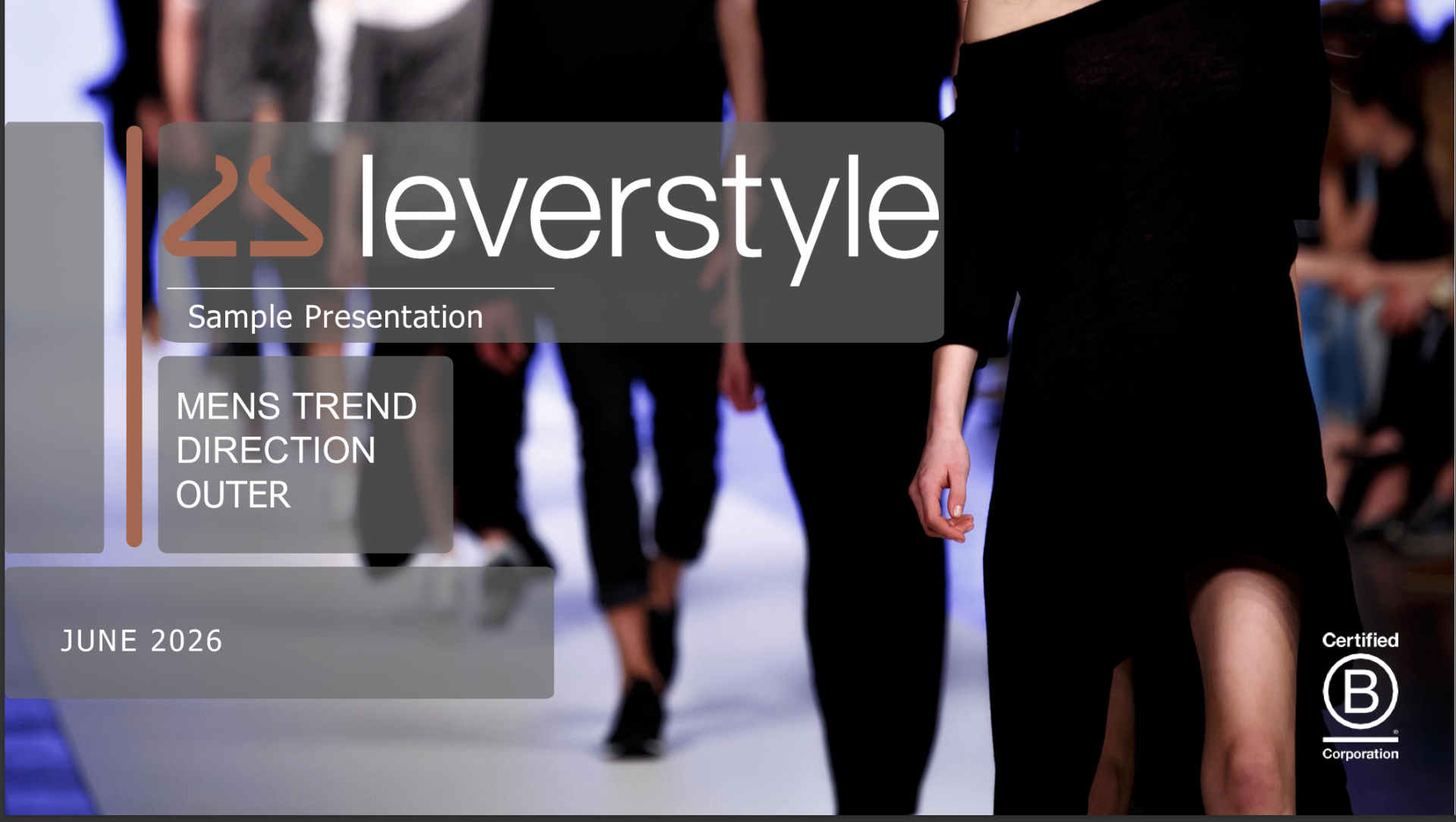 FW27 Mens Outerwear Trend Direction cover: runway show with models in black tailoring
