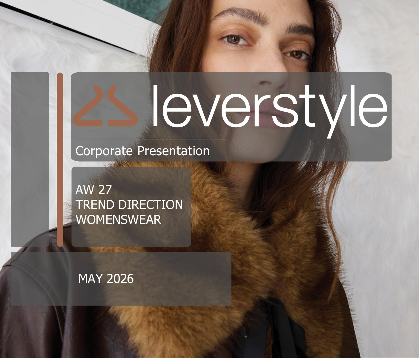 FW27 Womenswear Trend Direction cover: model in a fur-collared leather jacket